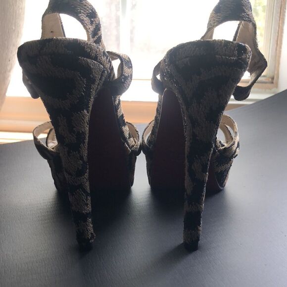 Sergio Zelcer Gorgeous Brazilian Designer Sequin Animal Print Heels - Picture 9 of 12